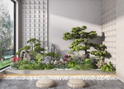 新中式植物景观造景3D模型下载